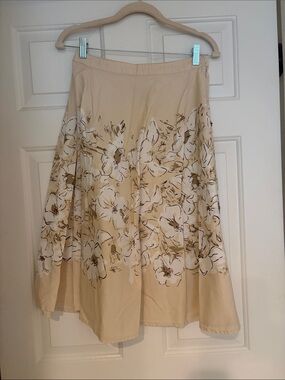GEORGE Women's Beige Floral A-Line Cotton Skirt with Sequin Accents